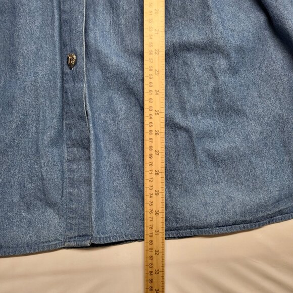 Vintage Gitano Denim Top Jean Shirt Womens 20W Heart Metal Buttons Long Sleeve - Picture 14 of 15